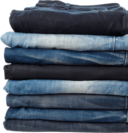 stacked denim jeans