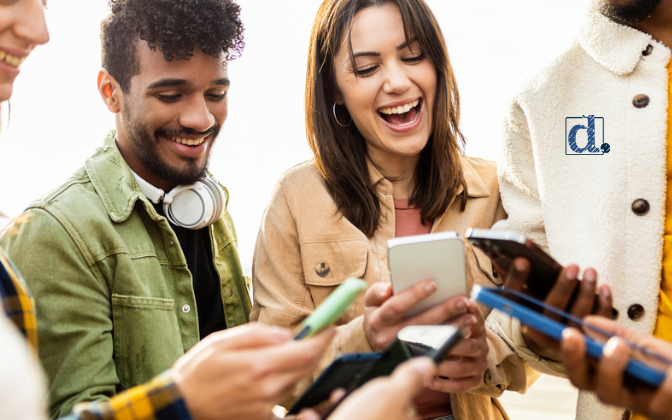 Group of people watching Instagram reels