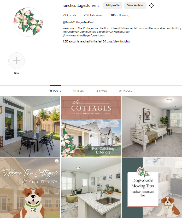 Example of best social media practices using the Ranch Cottages for Rent Instagram page