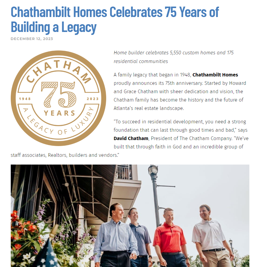 Chatham City Biz Feature highlighting 75 years